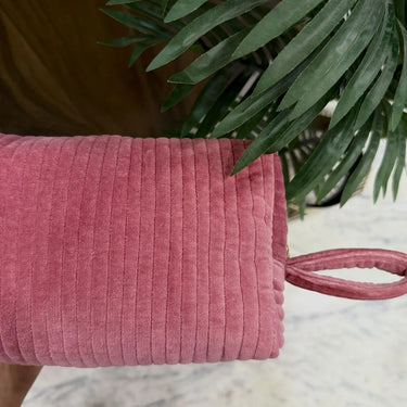 Custom Name Velvet Cosmetic Pouch – Personalized Makeup Bag with Tassel – Quilted Velvet Toiletry Bag – Monogram Gift for Her